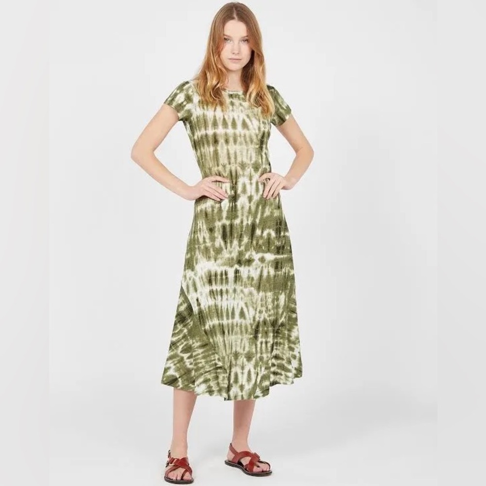 Polo Ralph Lauren Green Tie-Dye Linen Midi Dress size Large